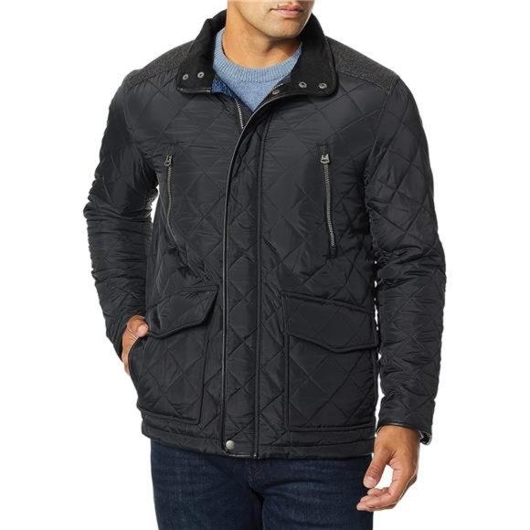 Jackets & Coats Cole Haan Mens Quilted Jacket With Corduroy Collar